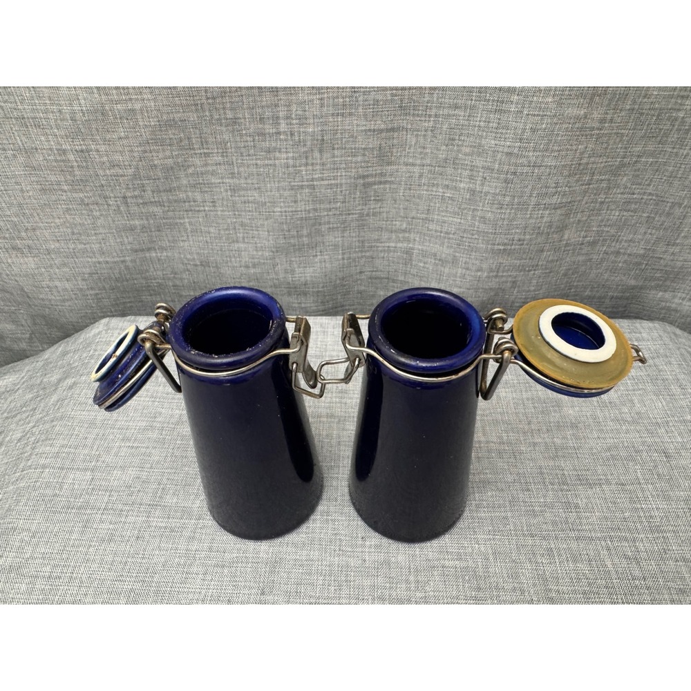 Vintage Winsome Cobalt Blue salt and pepper shakers Ceramic Canister style